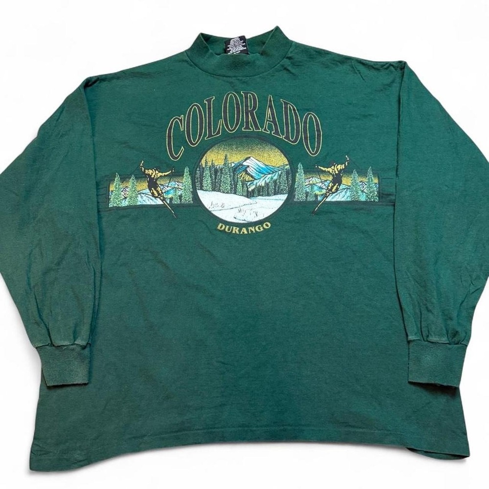Vintage 90s Colorado Durango Skiing  wrap around Long Sleeve T-Shirt Size XL